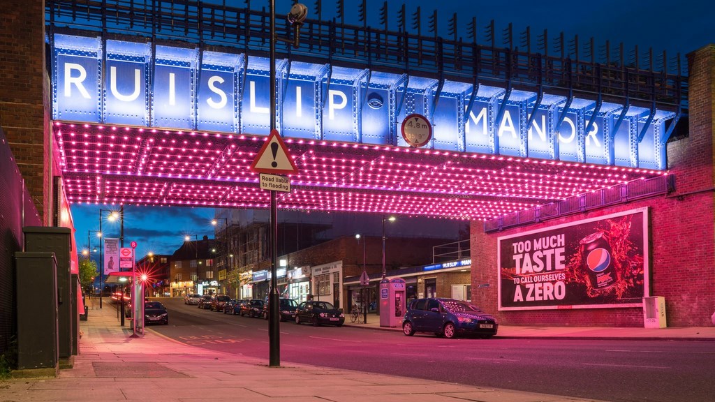 Ruislip Manor Station Bridge at night 3