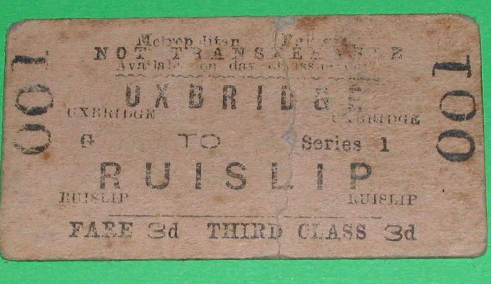 The First Ever Ticket From Uxbridge To Ruislip